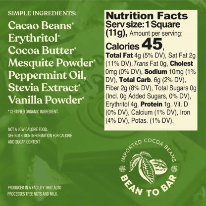 the good chocolate brand mint square nutrition