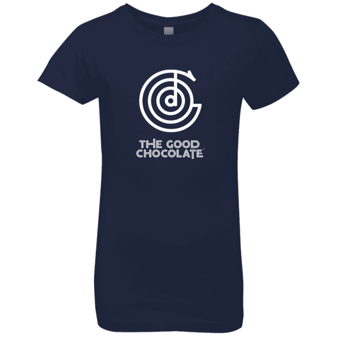Midnight Navy t-shirt with The Good Chocolate logo in white for Girls