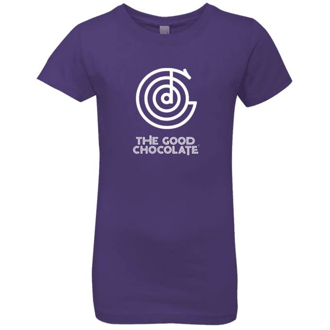 Purple Rush t-shirt with The Good Chocolate logo in white for Girls