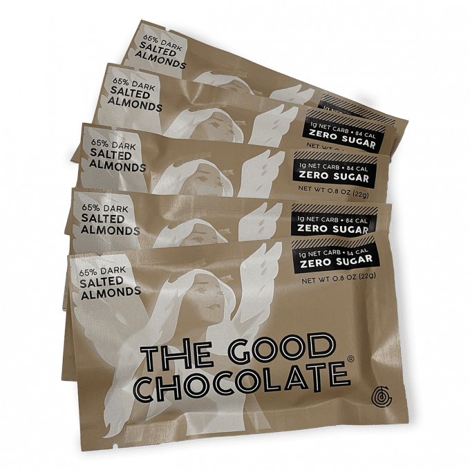 5 Pack of The Good Chocolate's Salted Almonds Chocolate Mini Bar
