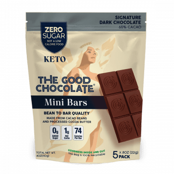 Packet of The Good Chocolate's Signature Dark Chocolate Mini Bar 5 Pack