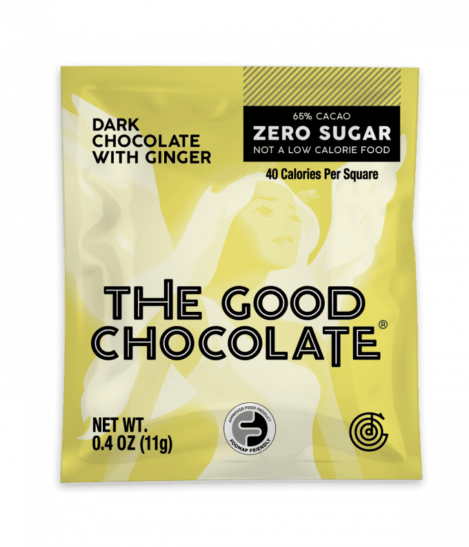 Front of The Good Chocolate Dark Chocolate With Ginger