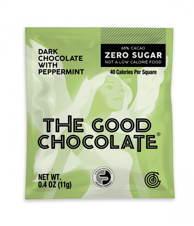 Front of The Good Chocolate Dark Chocolate Peppermint