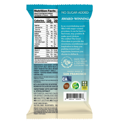 Back The Good Chocolate's Milk Chocolate pack