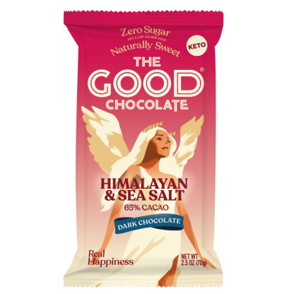 Front of The Good Chocolate's Himalayan & Sea Salt Dark Chocolate pack