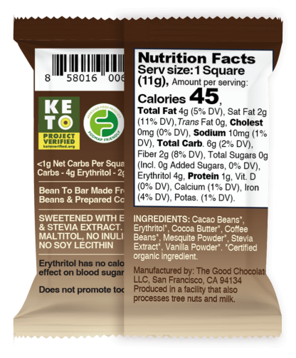 Ethiopian Dark Chocolate Square Nutrition Facts