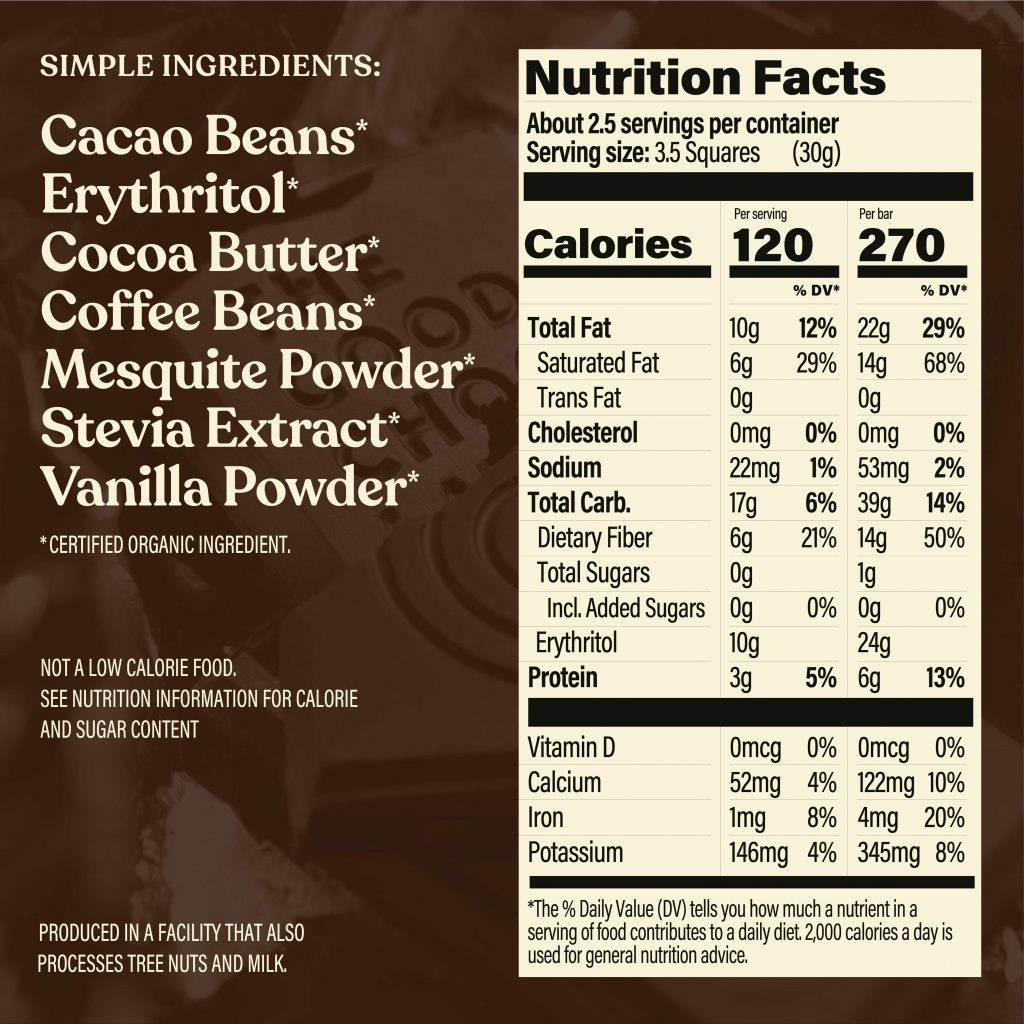 the good chocolate brand coffee dark bar nutrition