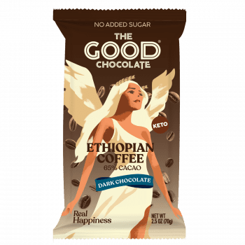 Front Pack of The Good Chocolate's Ethiopian Coffee Dark Chocolate 6 Bars