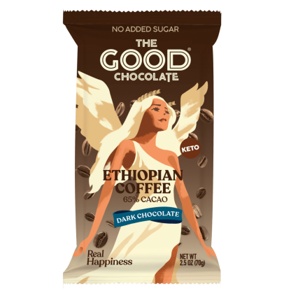 Front Pack of The Good Chocolate's Ethiopian Coffee Dark Chocolate 6 Bars